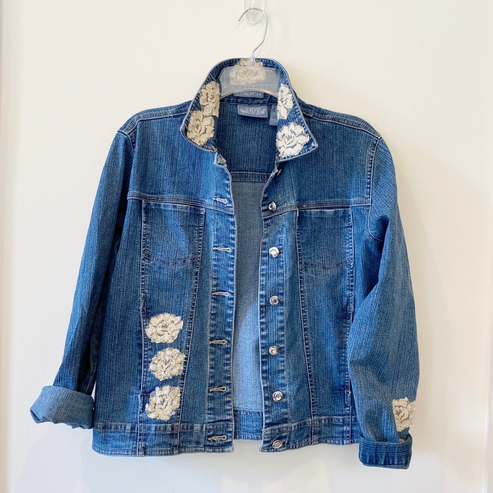 Vintage 80's Bill Blass Sport Lace Applique Sequin Jacket